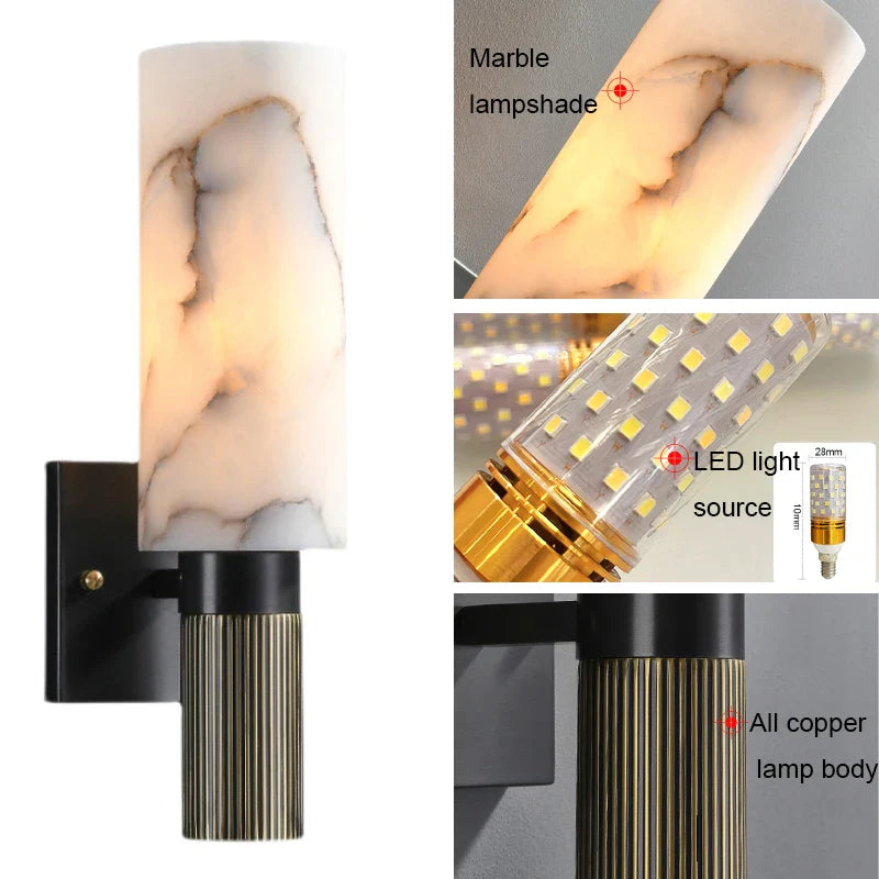 Afralia™ Marble Wall Lamp: Luxury E27 Lights for Living Room Bedroom & Corridor