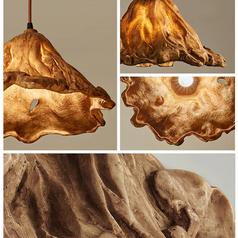 Afralia™ Retro Resin Lotus Leaf Pendant Lights for Home Decor and Interior Lighting