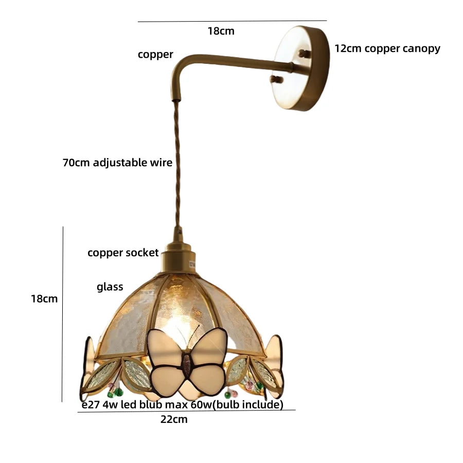 Afralia™ Butterfly Glass LED Wall Lights - Modern Nordic Style Bedside Lamp