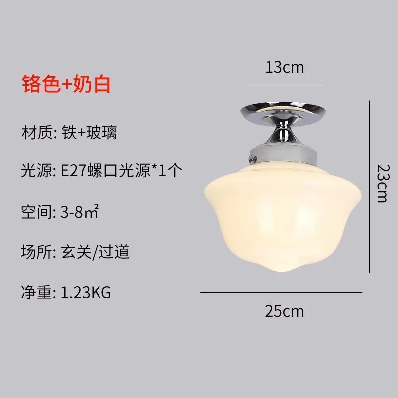 Afralia™ Cream Glass Pendant Lights LED E27 Retro Hanging Lamp for Bedroom, Kitchen, Restaurant