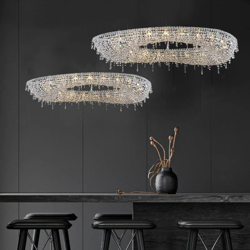 Afralia™ Crystal Bird Nest Chandelier for Modern Living Dining Room Indoor Lighting
