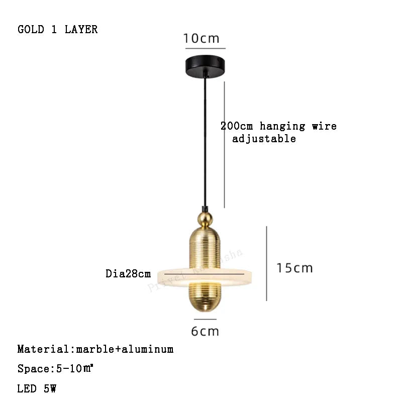 Alabaster Marble LED Pendant by Afralia™ - Modern Dining Room Kitchen Fixture