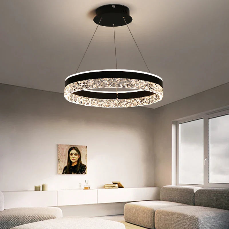 Afralia™ Modern Round Chandelier for Dining Room, Living Room, Bedroom - Nordic Style