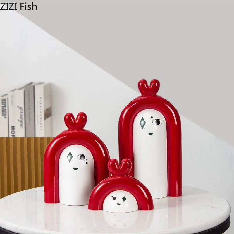 Afralia™ Ceramic Poker Face Vase: Artificial Flower Desk Decoration & Room Decor