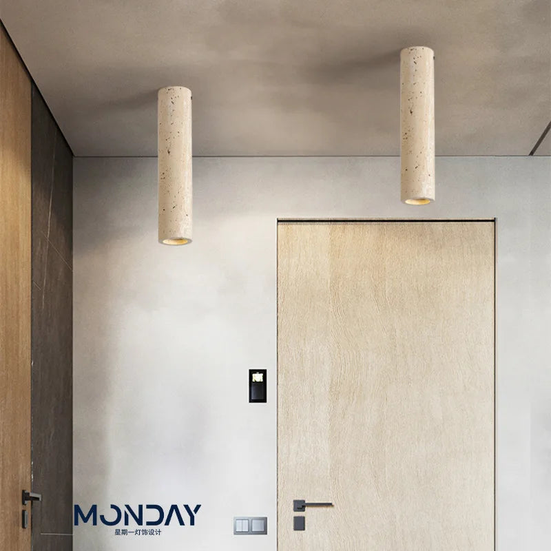 Afralia™ Travertine Stone Ceiling DownLight with E27 Spot Light Bulb