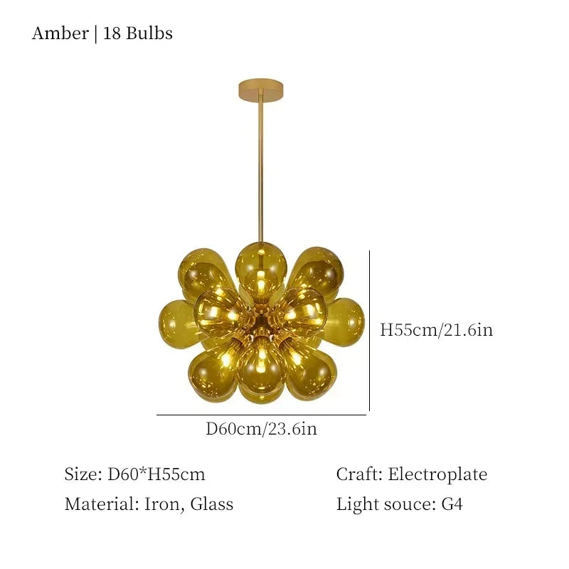 Afralia™ Colorful Glass Bubble Chandelier for Living Room & Dining Table Lighting