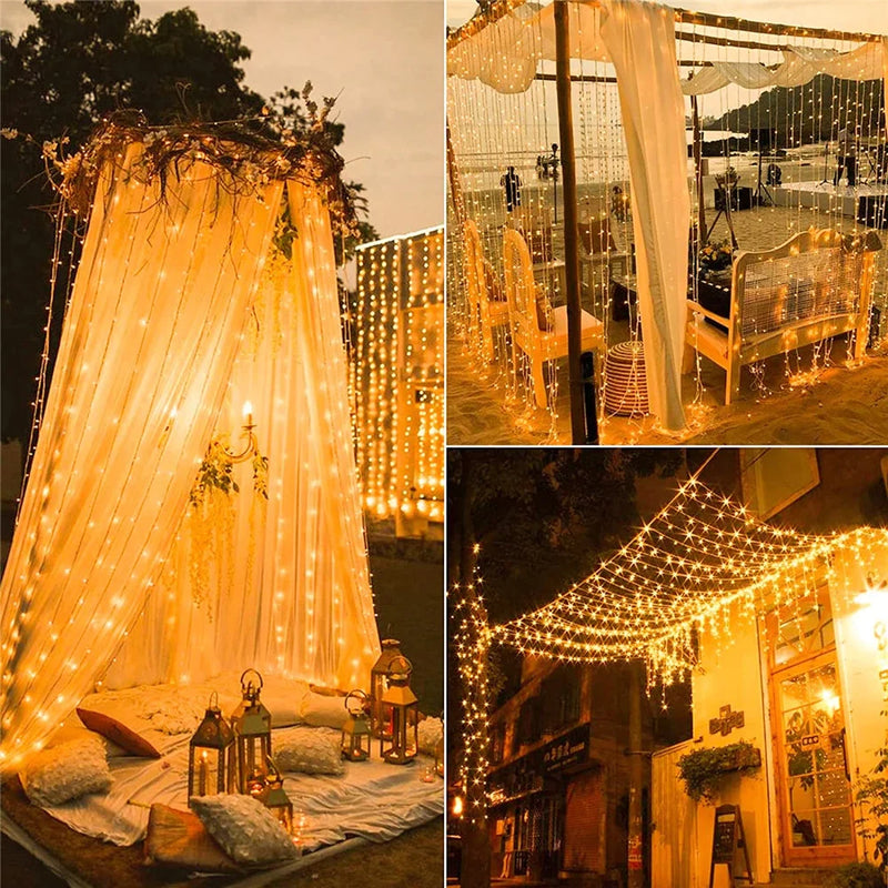 Afralia™ Solar Curtain Lights: Waterproof LED Outdoor Fairy String Lights for Yard Christmas Decor