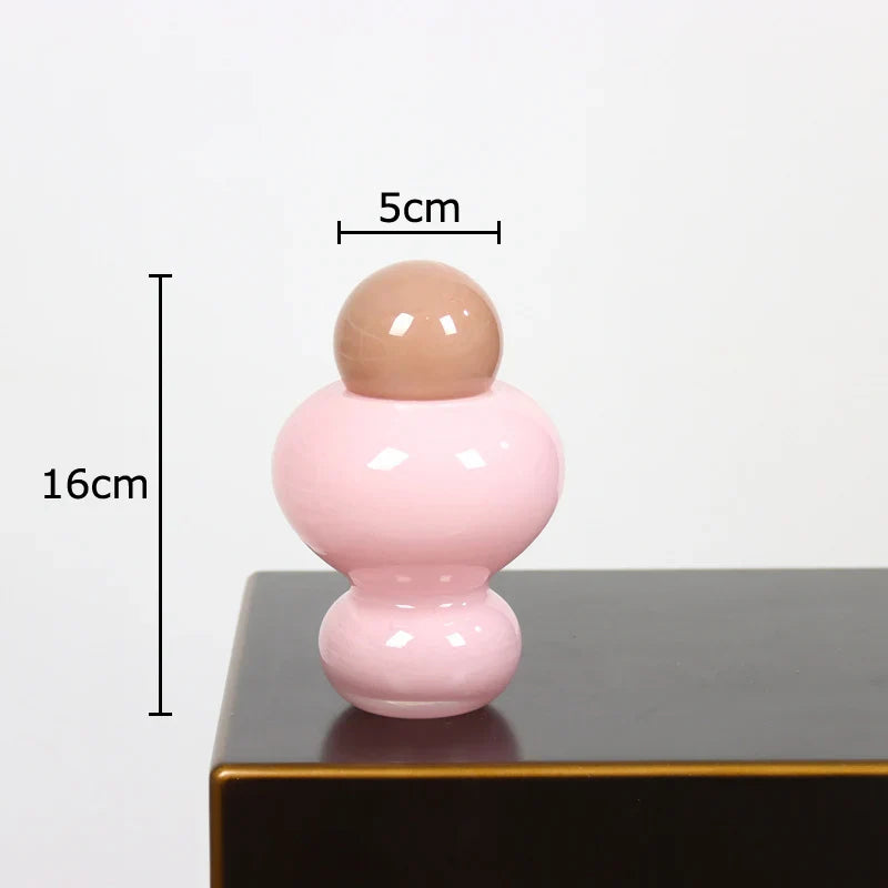 Circular Pink Glass Vase by Afralia™: Elegant Table Decor for Artificial Flowers Arrangement