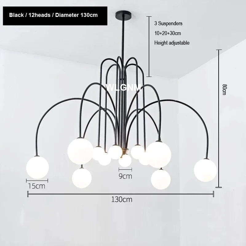 Afralia™ Glass Ball Chandelier: Modern Living Room Dining Kitchen Ceiling Light Fixtures