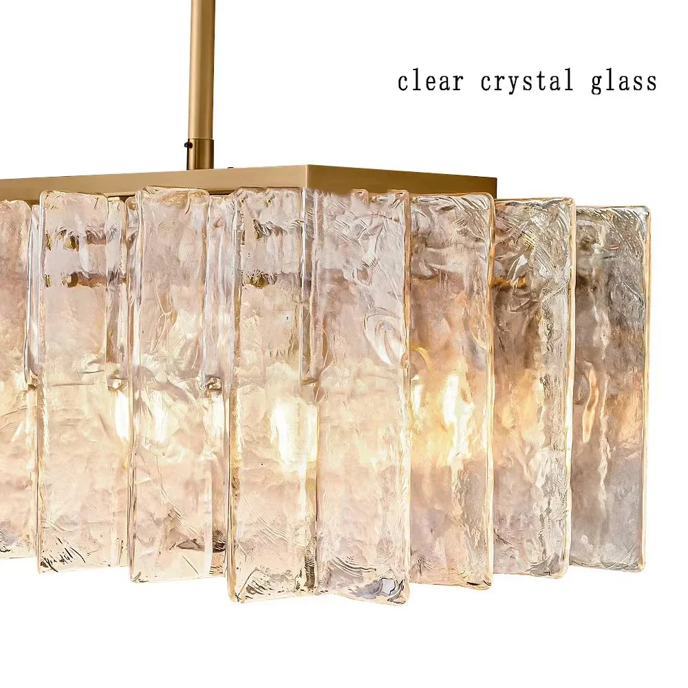 Afralia™ Classic Gold Glass Chandelier Fixture for Living Room & Dining Table