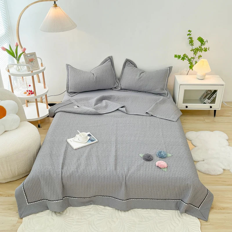 Afralia™ Princess Bubble Yarn Quilted Comforter Set - Elegant Handmade Flowers, Skin-friendly Blanket