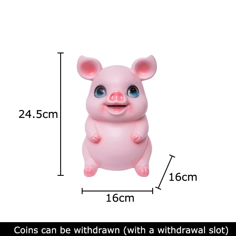 Afralia™ Cartoon Pig Child Savings Jar Piggy Bank Desk Decoration Resin Sculpture