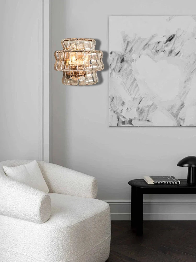 Afralia™ Dark Brown Glass Wall Sconce Lamps, LED Decoration for Living Room, Aisle, Bedside