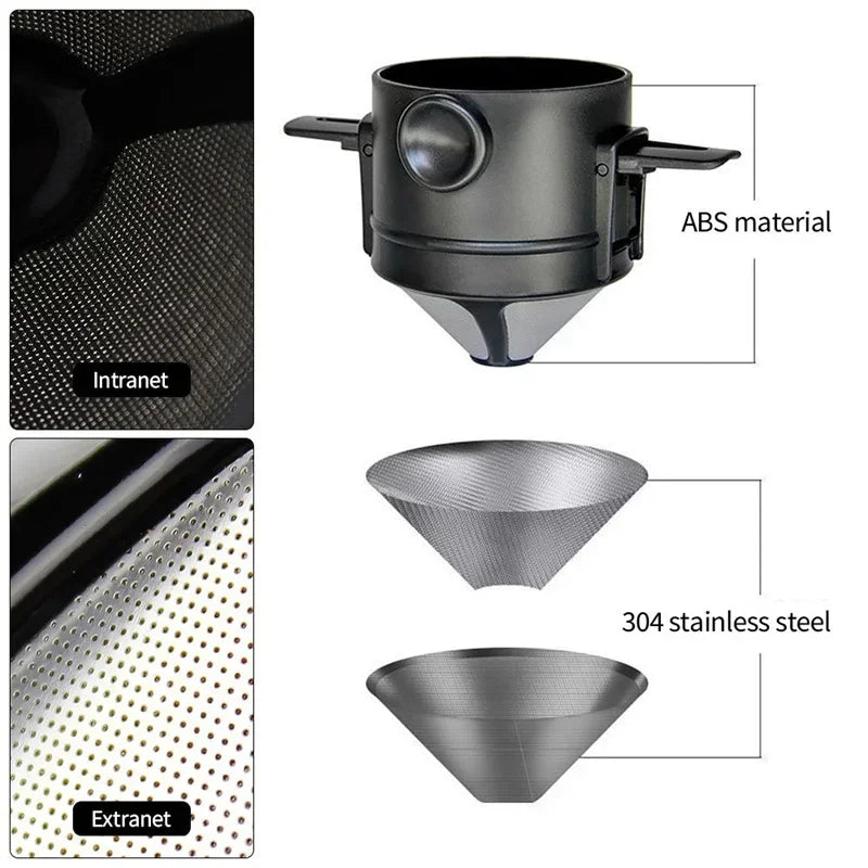 Afralia™ Pour Over Coffee Filter Cone for Hand Brewed Drip Coffee/Tea - Reusable Paperless Holder