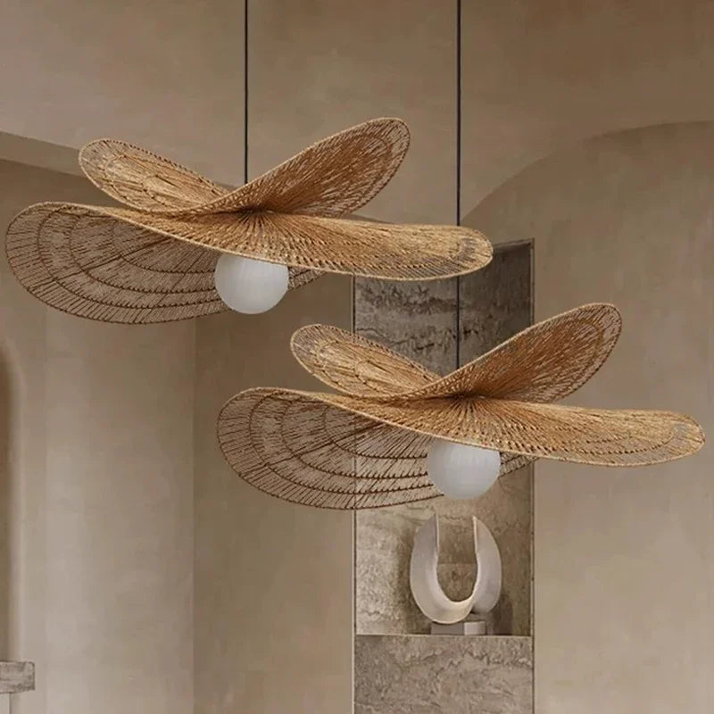 Afralia™ Rattan Weaving LED Chandelier Pendant Lights for Home Decor