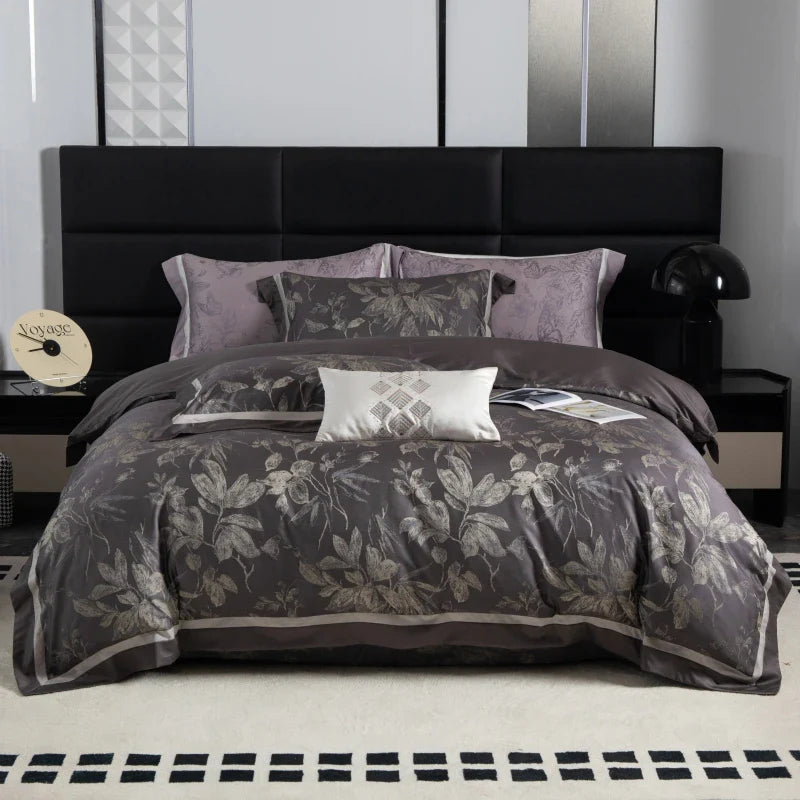 Afralia™ Butterfly Jacquard Lyocell Cotton Luxury Bedding Set Full Queen