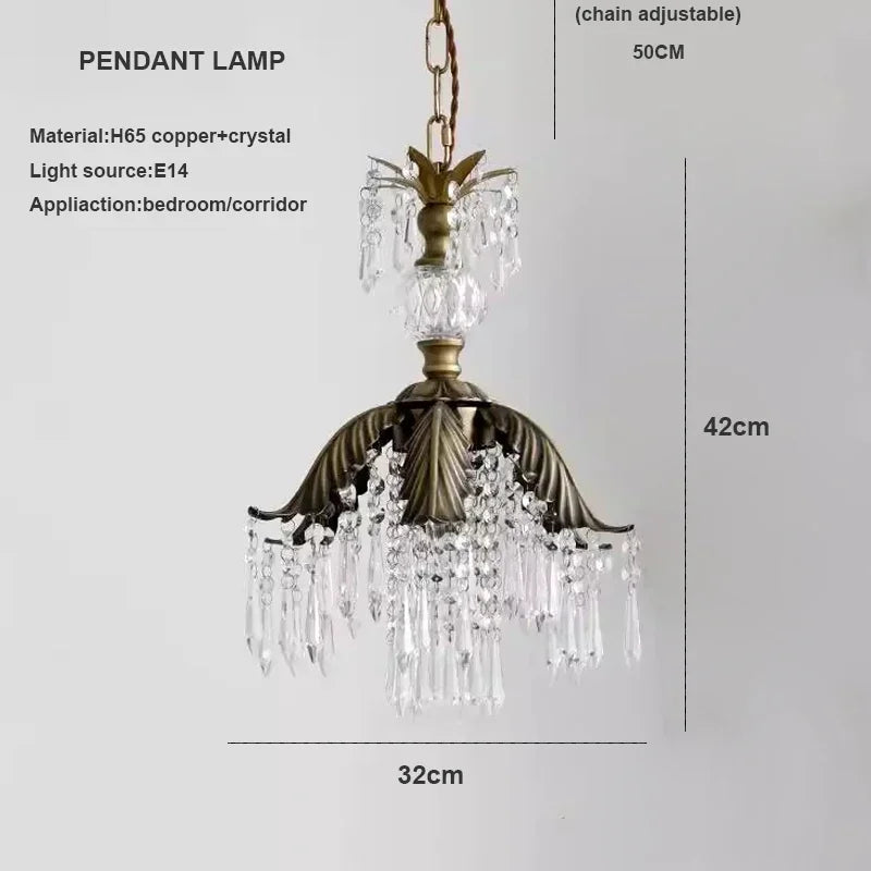 Afralia™ Brass Pendant Chandelier for Retro Restaurant, Bedroom, Hallway