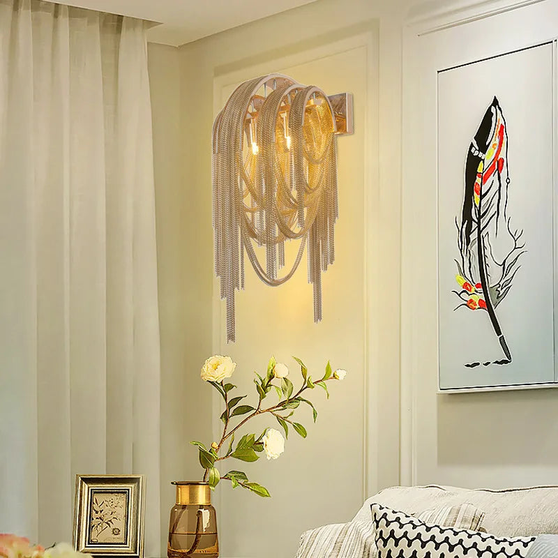 Afralia™ Tassel Chain Wall Light: High-End LED Decor for Bedroom, Living Room & TV