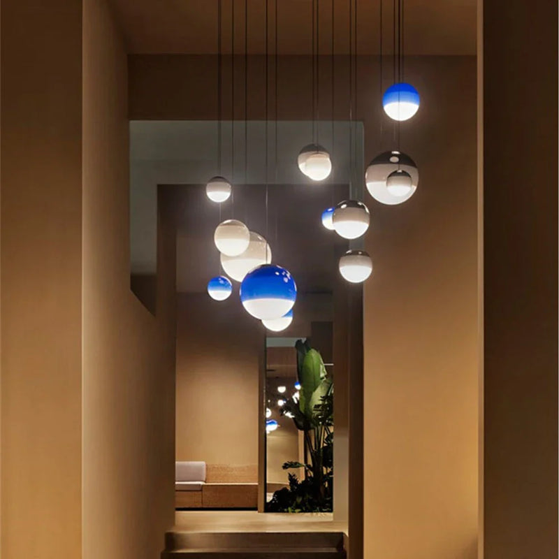 Afralia™ Modern Gradient Glass Ball LED Pendant Light - Creative Balloon Suspension