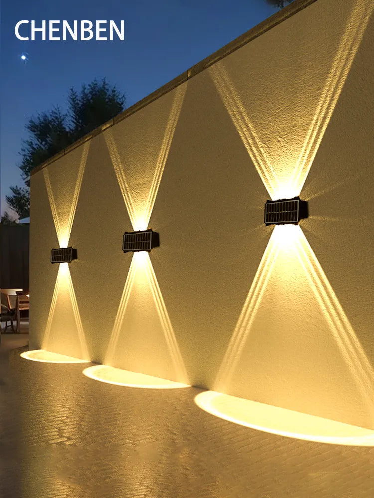 Afralia™ Solar Wall Lamp - Warm Light, Waterproof, Up/Down Lighting for Balcony, Yard, Garden