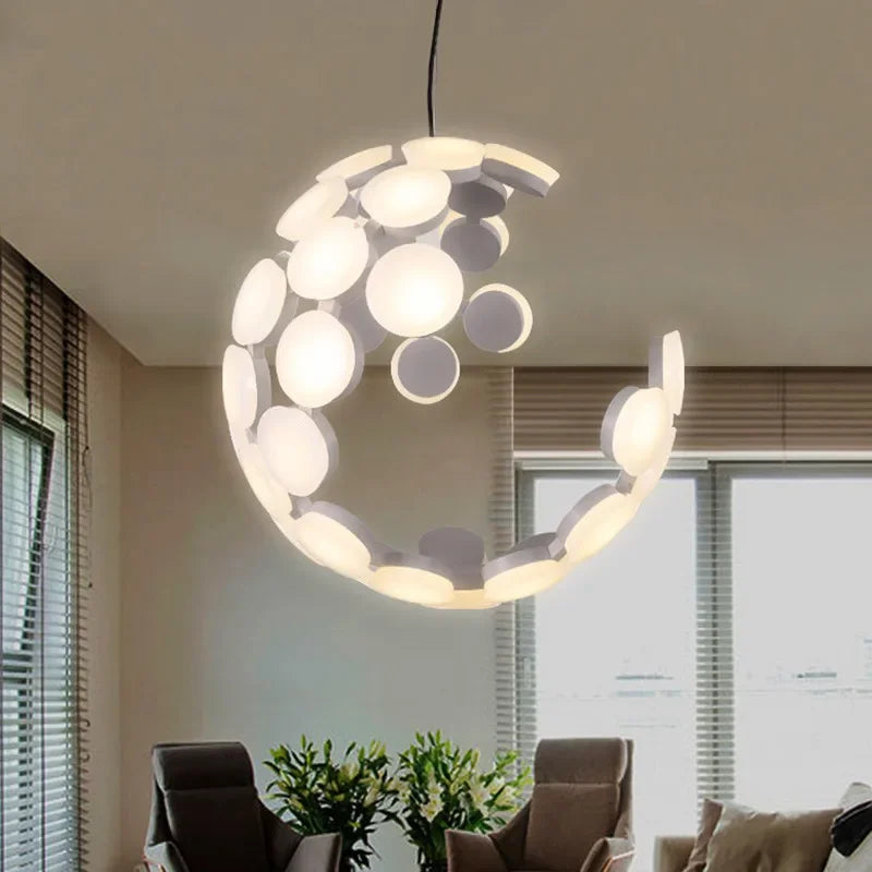 Afralia™ Nordic Sphere Moon Pendant Chandelier for Modern Decor & LED Lighting