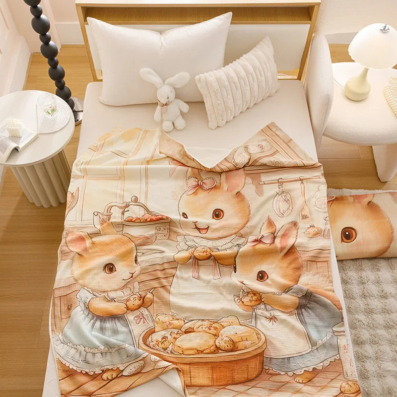 Afralia™ Cartoon Printed Cotton Blanket: Soft, Cozy Sofa Cover for Home & Office Napping