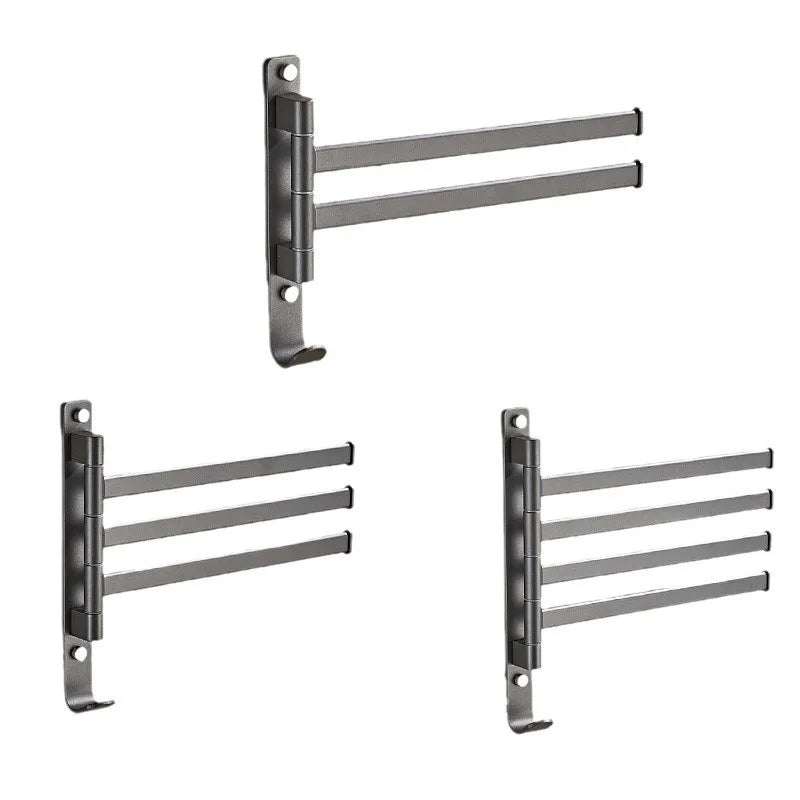 Afralia™ Gray Aluminum Swivel Towel Hanger: Wall Mounted Folding Bathroom Towel Bar