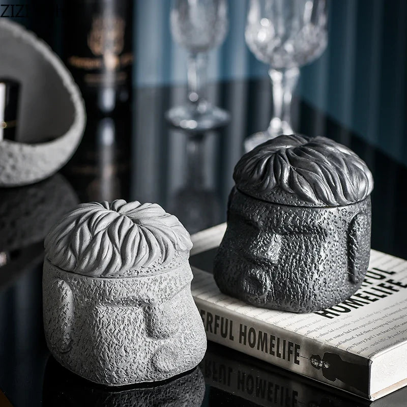 Afralia™ Abstract Figure Portraits Cement Ashtray Smoking Accessories Gift