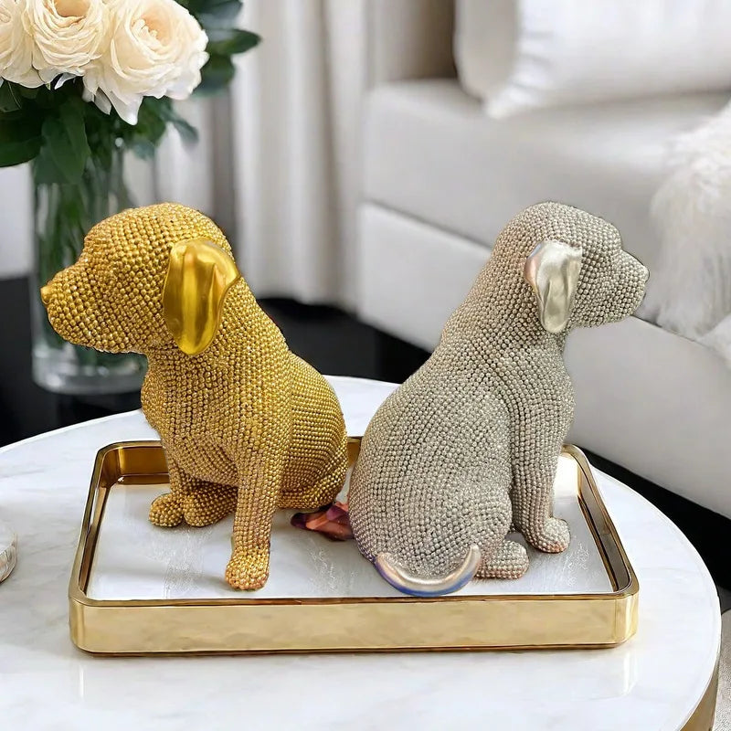 Afralia™ Labrador Resin Dog Statue for Bookshelf and Office Display