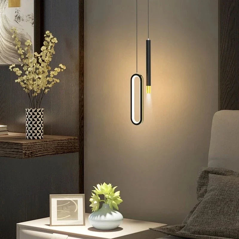 Afralia™ Modern Art Bedroom Chandelier Small Hanging Line Creative Master Bedroom Lighting