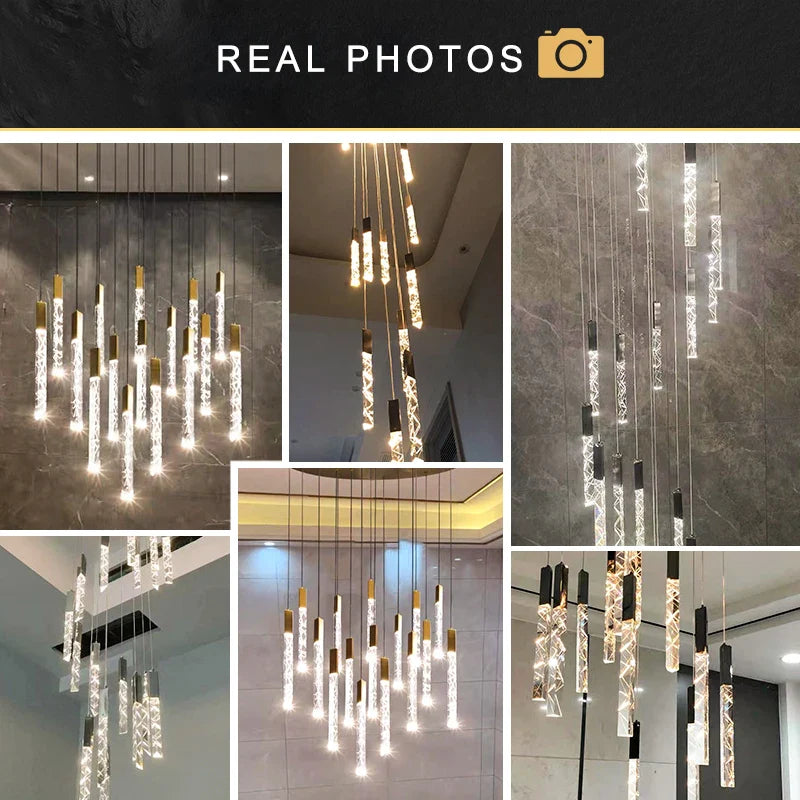 Afralia™ Crystal Circular Staircase Chandelier for Villa Duplex Foyer Decoration