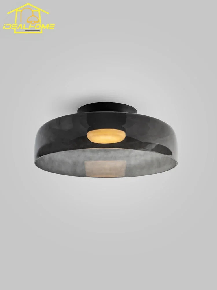 Afralia™ Glass LED Ceiling Light in Amber/Gray/Green - Modern Indoor Lighting for Various Spaces