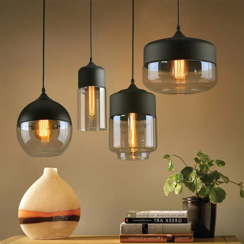 Afralia™ Black Glass Pendant Light Fixture for Modern Indoor Decor and Dining Room