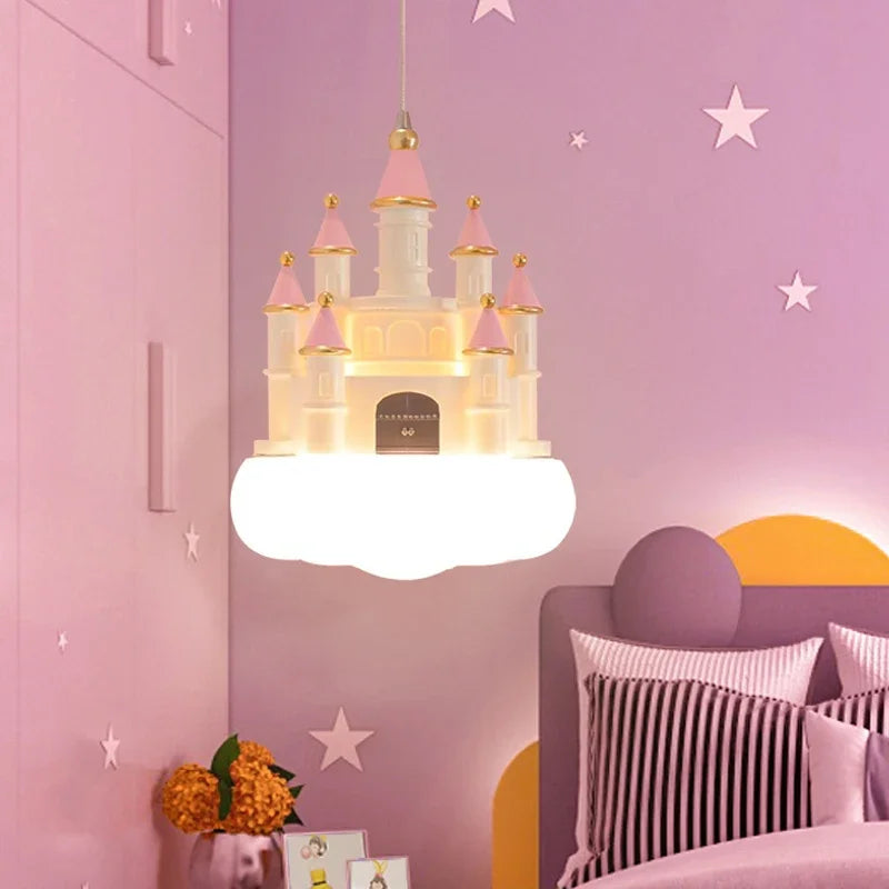 Afralia™ Castle Kids Chandelier LED Light for Bedroom Decor