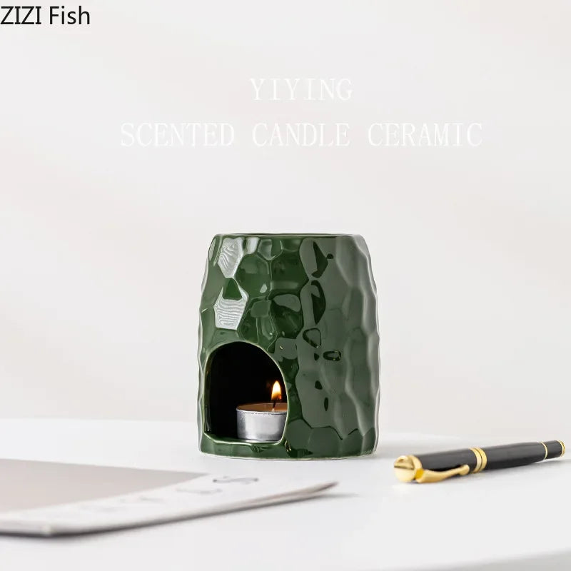 Afralia™ Ceramic Honeycomb Candle Holders Desk Decoration Minimalism Aroma Container.