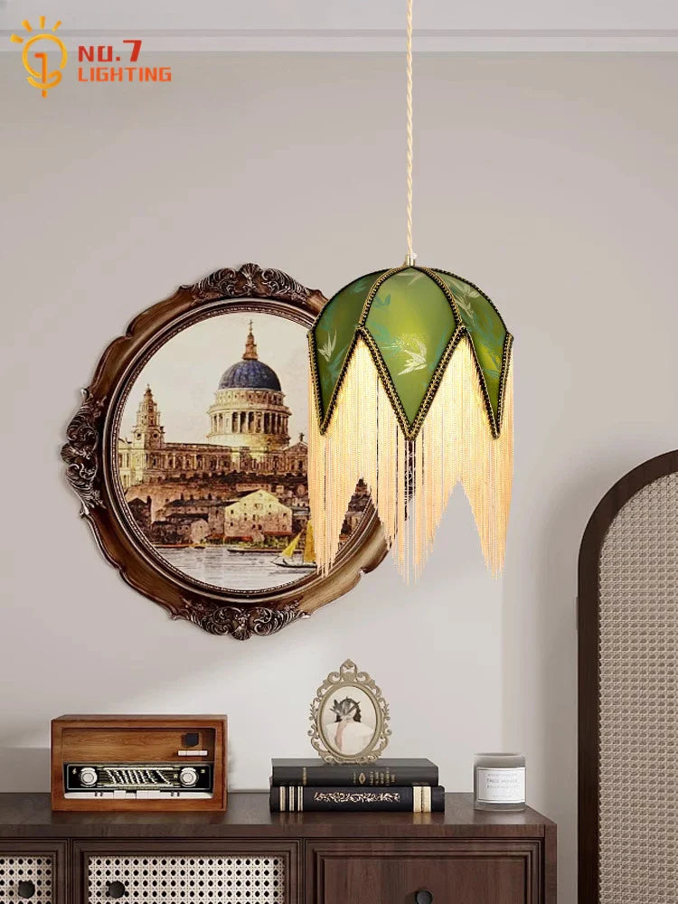 Afralia™ Copper Tassel Pendant Lights LED E27 Retro Luxury Hanging Lamp for Home Decor
