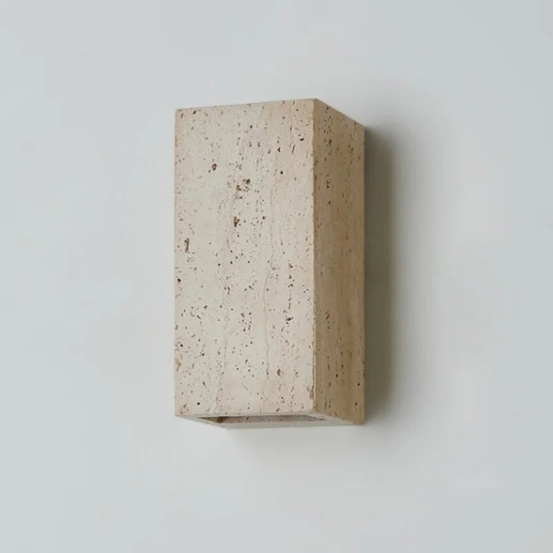 Afralia™ Wabi Sabi LED Wall Light Yellow Travertine Bedroom Lamps for Bathroom Mirror & Loft Interior