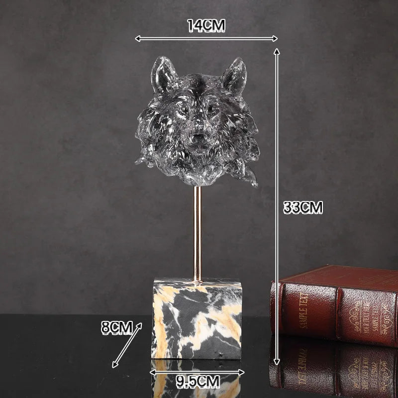 Afralia™ Wolf Head Ornament: Resin Animal Sculpture for Home Decor