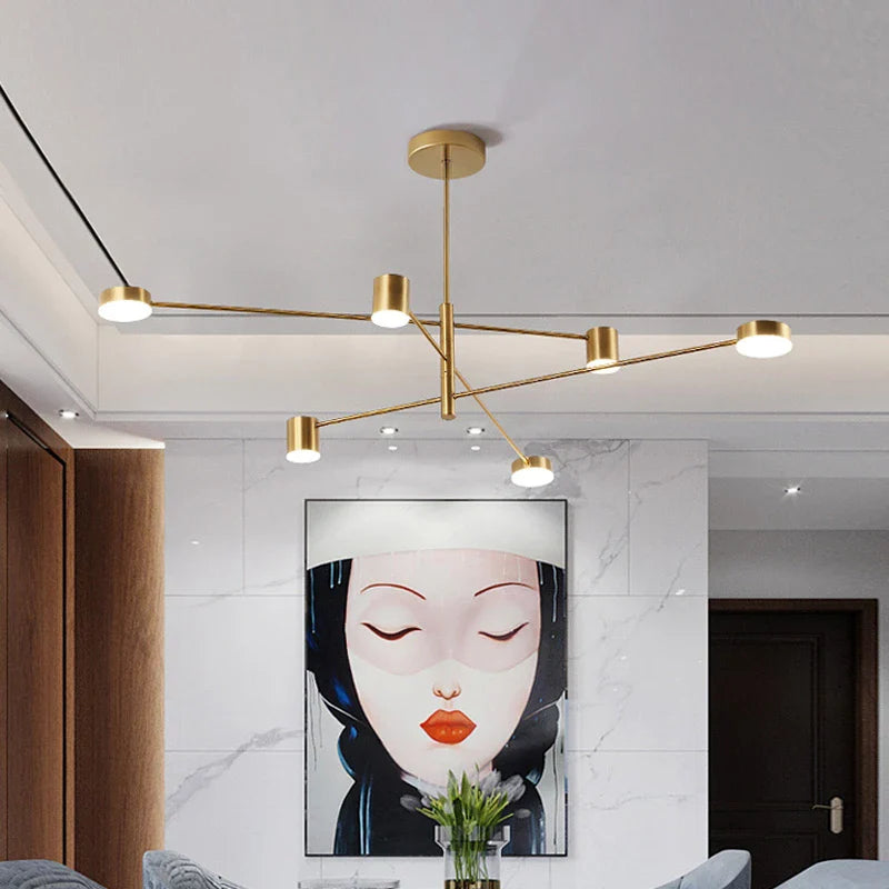 Afralia™ Modern Gold Black LED Chandelier for Living Room, Bedroom, and Restaurant