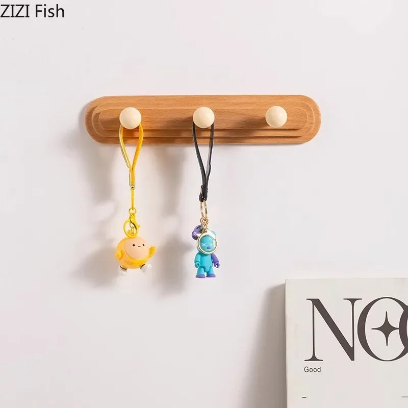 Afralia™ Solid Wood Wall-mounted Clothing Hat Hook with Multiple Hooks