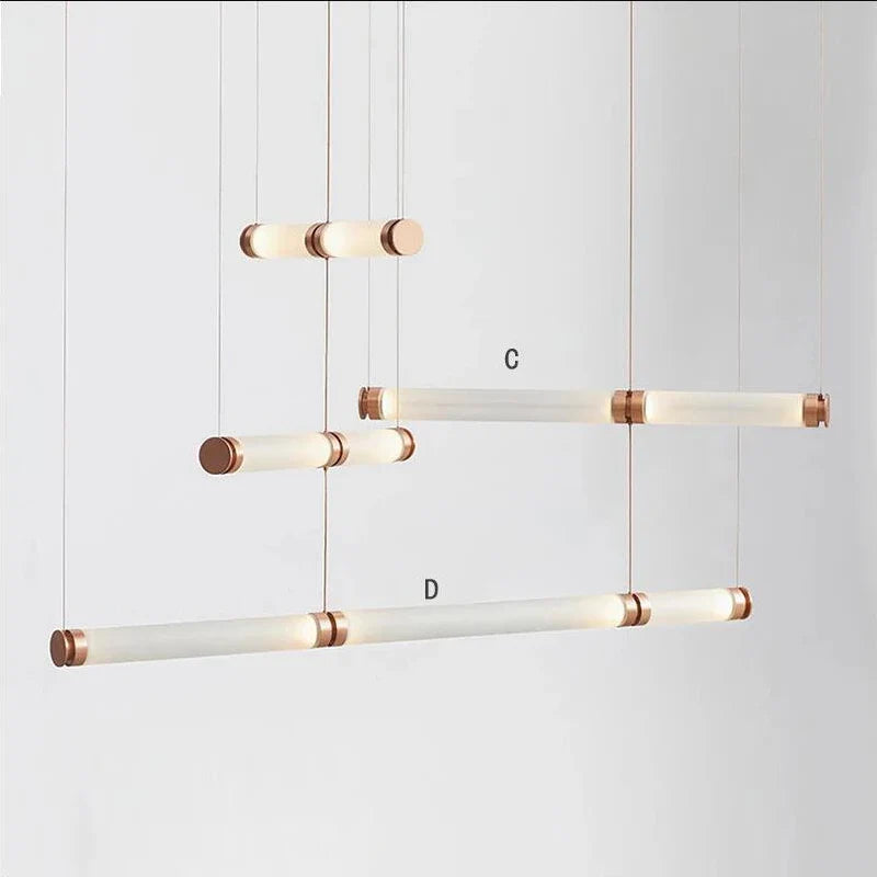 Afralia™ Luna Glass Tube Chandelier for Kitchen Dining Staircase LED Pendant Lamp