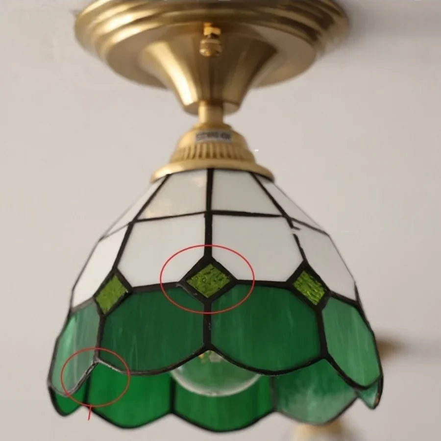 Afralia™ Tiffany Glass LED Ceiling Light - Modern Nordic Style Flush Mount Lamp