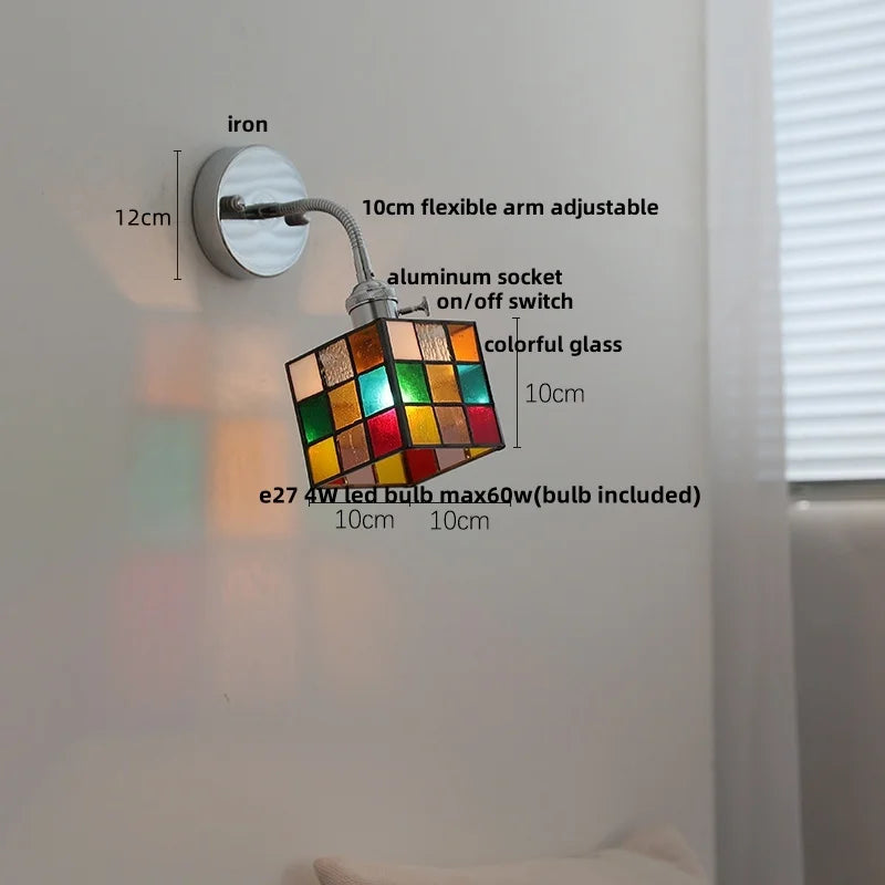 Afralia™ Modern Colorful Glass Wall Sconce with Pull Chain and Flexible Arm