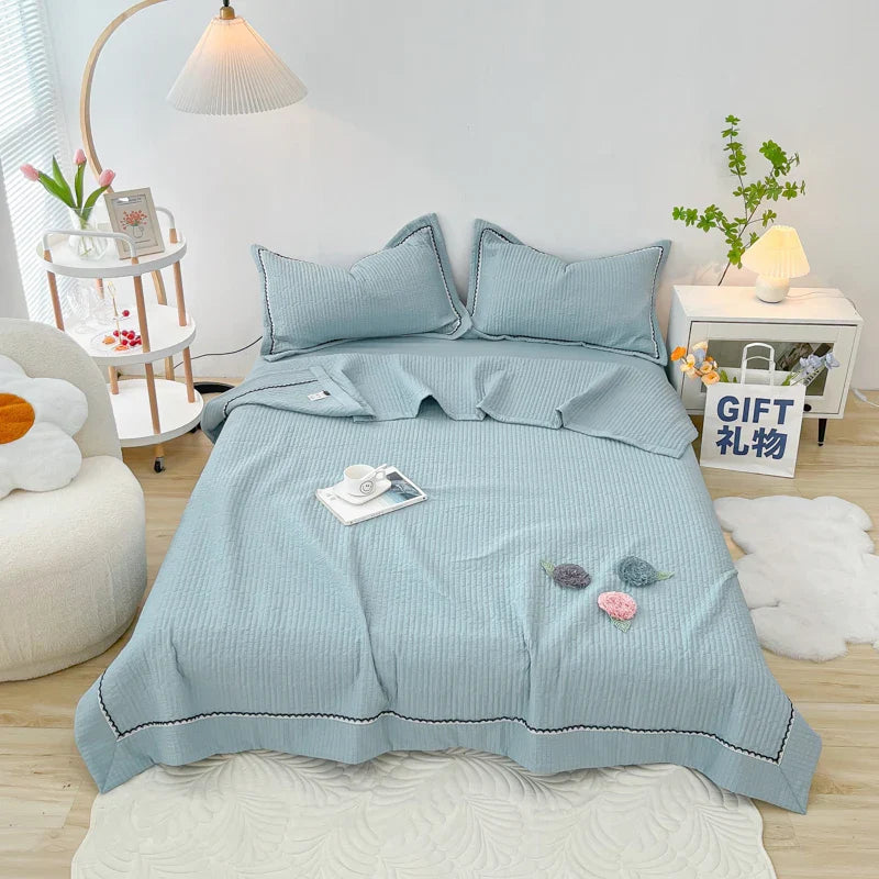 Afralia™ Princess Bubble Yarn Quilted Comforter Set - Elegant Handmade Flowers, Skin-friendly Blanket