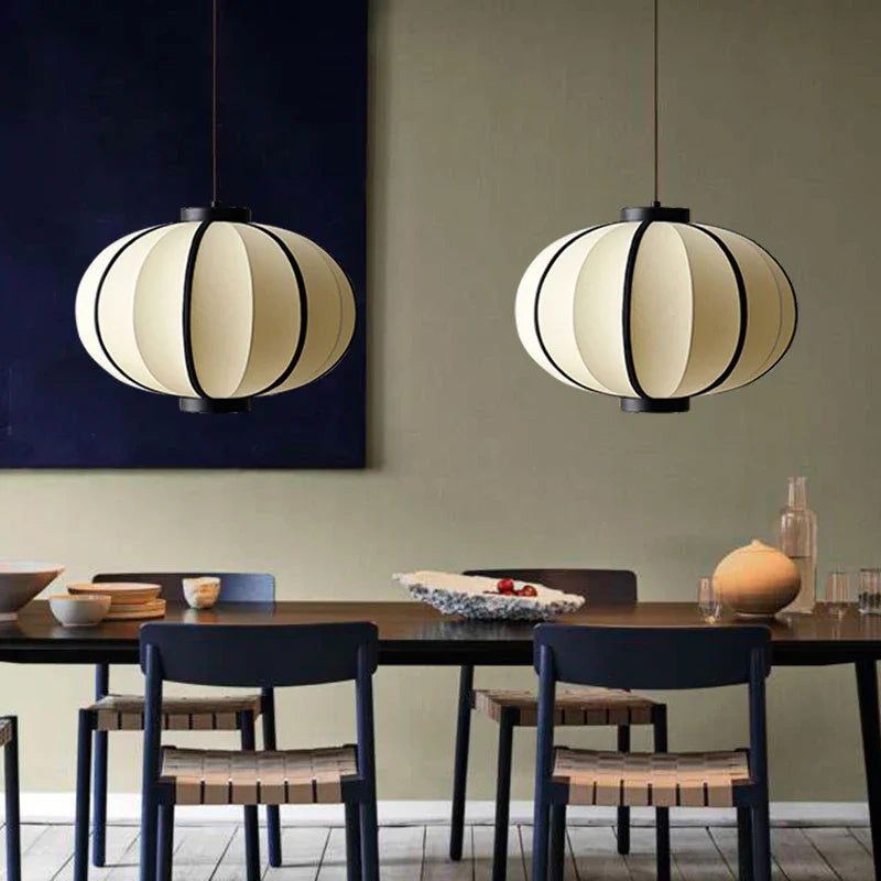 Afralia™ Fabric Lantern Chandelier Pendant Lights for Nordic Minimalist Decor