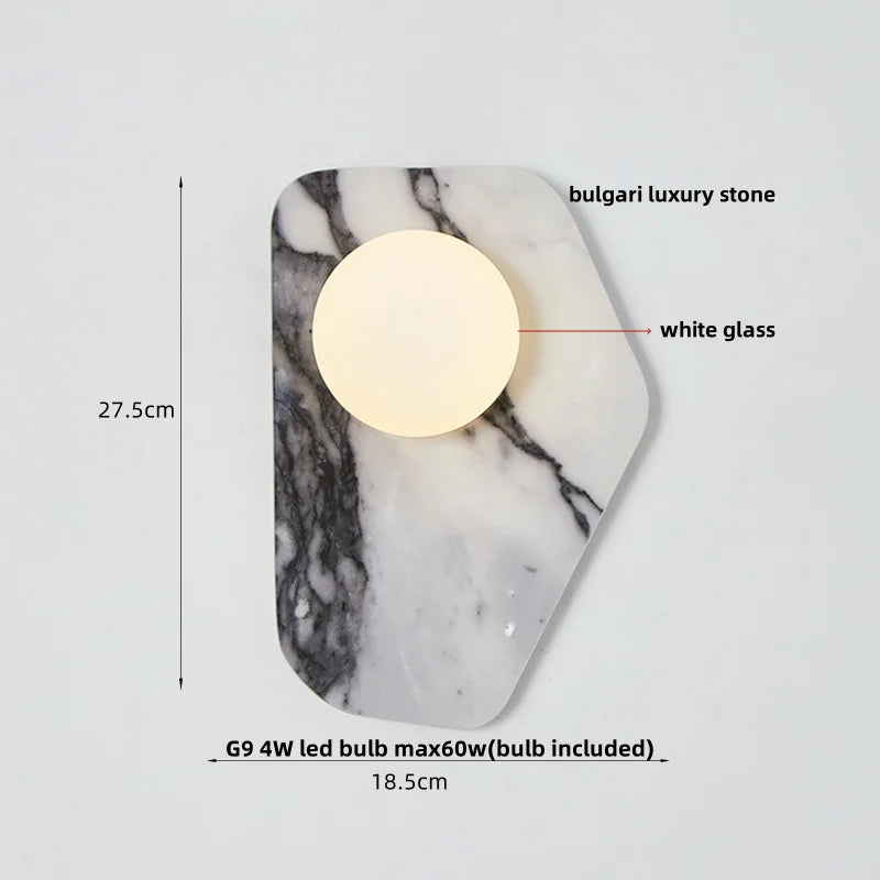 Afralia™ Green Marble Stone LED Wall Sconce Lighting for Bedroom and Hallway
