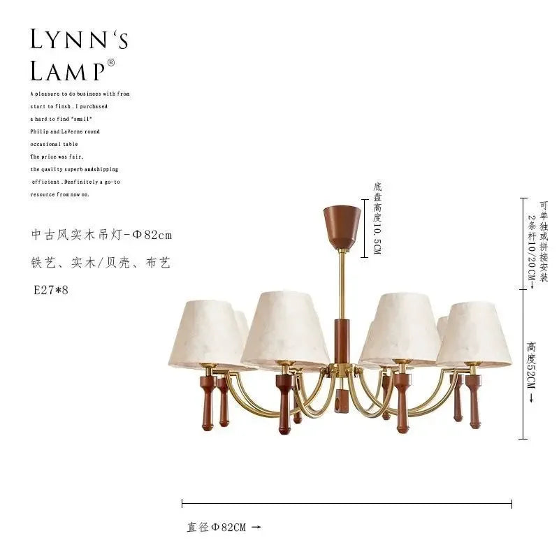 Afralia™ Oak Antique Living Room Lamp Retro Luxury Dining Study Bedroom Fabric Shell