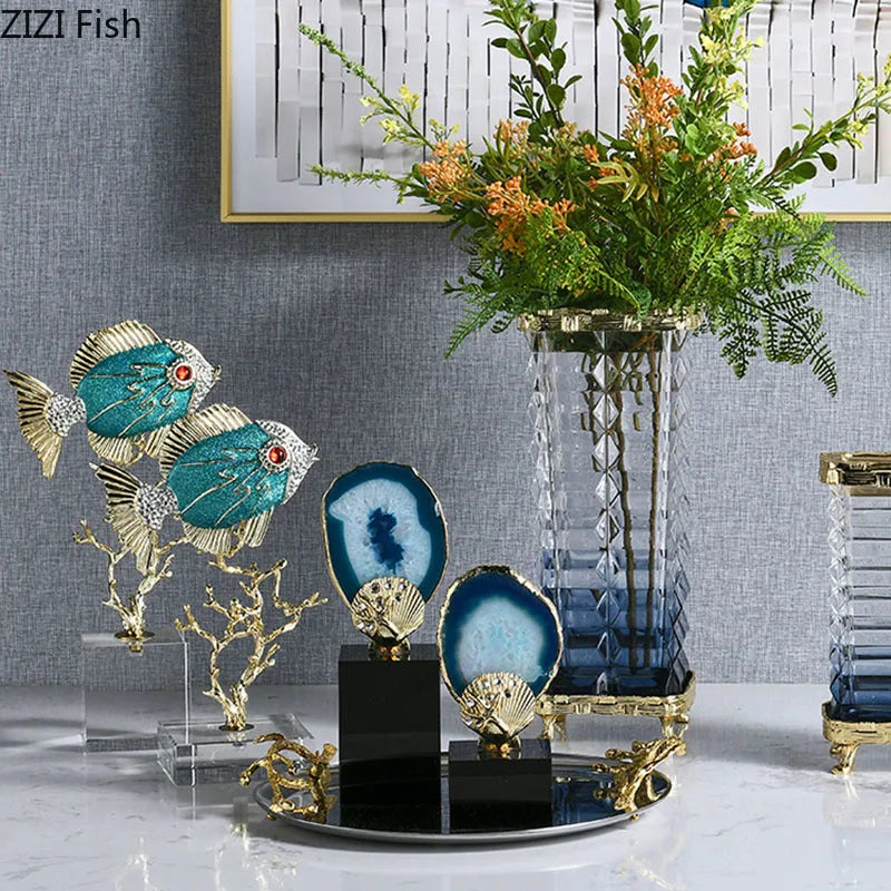 Blue Agate Stone Crystal Base Sculpture for Modern Aesthetic Decor by Afralia™