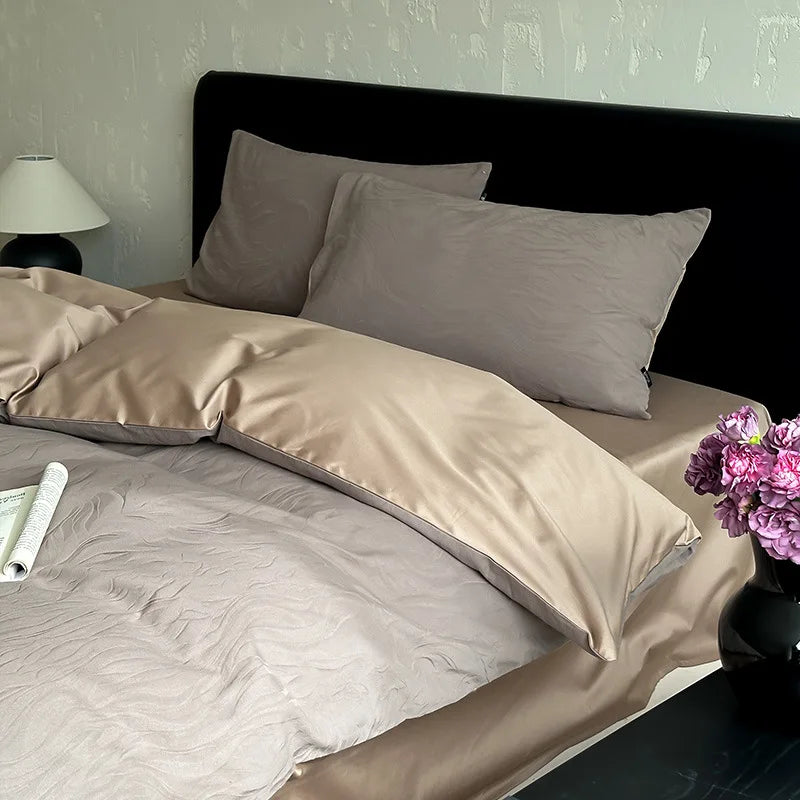 Afralia™ Luxury Jacquard Cotton Duvet Set for Single Bed - Autumn/Winter Brushed Bedclothes