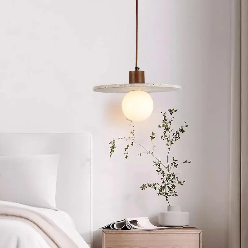 Afralia™ Yellow Travertine Glass LED Pendant Lights for Elegant Interior Decor